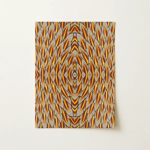 Featherweight Champion - Trippy Thai Garuda Art Print / Canvas Rectangular Art Print Symmetrical Kaleidoscopic Pattern Golden Brown Trippy