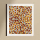 Featherweight Champion Trippy Thai Garuda Art Print, Framed Abstract Art Piece Symmetrical Orange Brown Gray