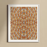Featherweight Champion - Trippy Thai Garuda Art Print, Framed Abstract Art Piece Symmetrical Orange Brown Gray