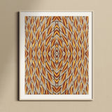 Featherweight Champion - Trippy Thai Garuda Art Print, Framed Abstract Art Print Symmetrical Pattern Orange Brown
