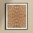 Featherweight Champion Trippy Thai Garuda Art Print, Framed Abstract Art Print Symmetrical Pattern Orange Brown