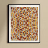 Featherweight Champion - Trippy Thai Garuda Art Print, Framed Abstract Art Print Symmetrical Pattern Orange Brown