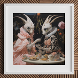 Feeding Frenzy - Impression d'art extraterrestre Lowbrow, 12x12’’ / 31x31cm / Cadre Blanc / Passe-partout de 2’’, Affiches Impressions & Œuvres Visuelles, Toby Leon