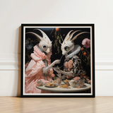 Black-framed Art Print Two Ornate Insect-like Figures Period Lowbrow Alien Renaissance, Phantasmagoric Feast