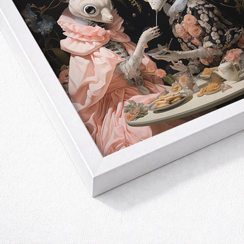 Framed Art Print Whimsical Pale-skinned Creature Ornate Pink Lowbrow Alien Renaissance, Phantasmagoric Feast