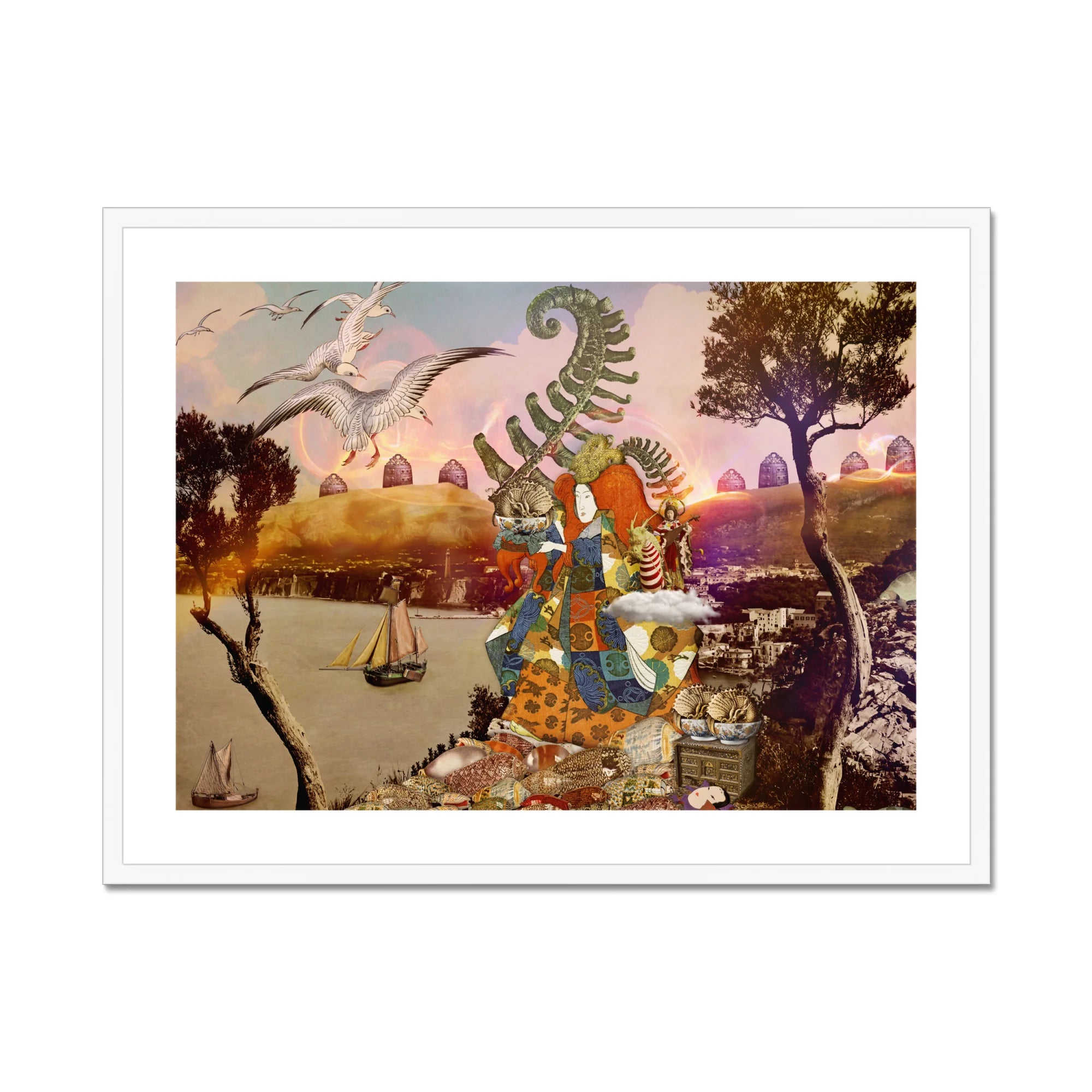 Feeding Time - Surreal Japanese Ritual Collage Art Print, Surreal Collage Artwork