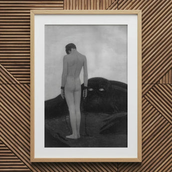 Feeling of Dependency - Sascha Schneider Art Print, 20x30’’ / 51x76cm / Natural Frame / 2’’ Matboard, Framed Black White Artwork Chained