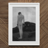 Feeling of Dependency - Sascha Schneider Art Print, 20x30’’ / 51x76cm / White Frame / 2’’ Matboard, Framed Monochrome Artwork Nude Figure