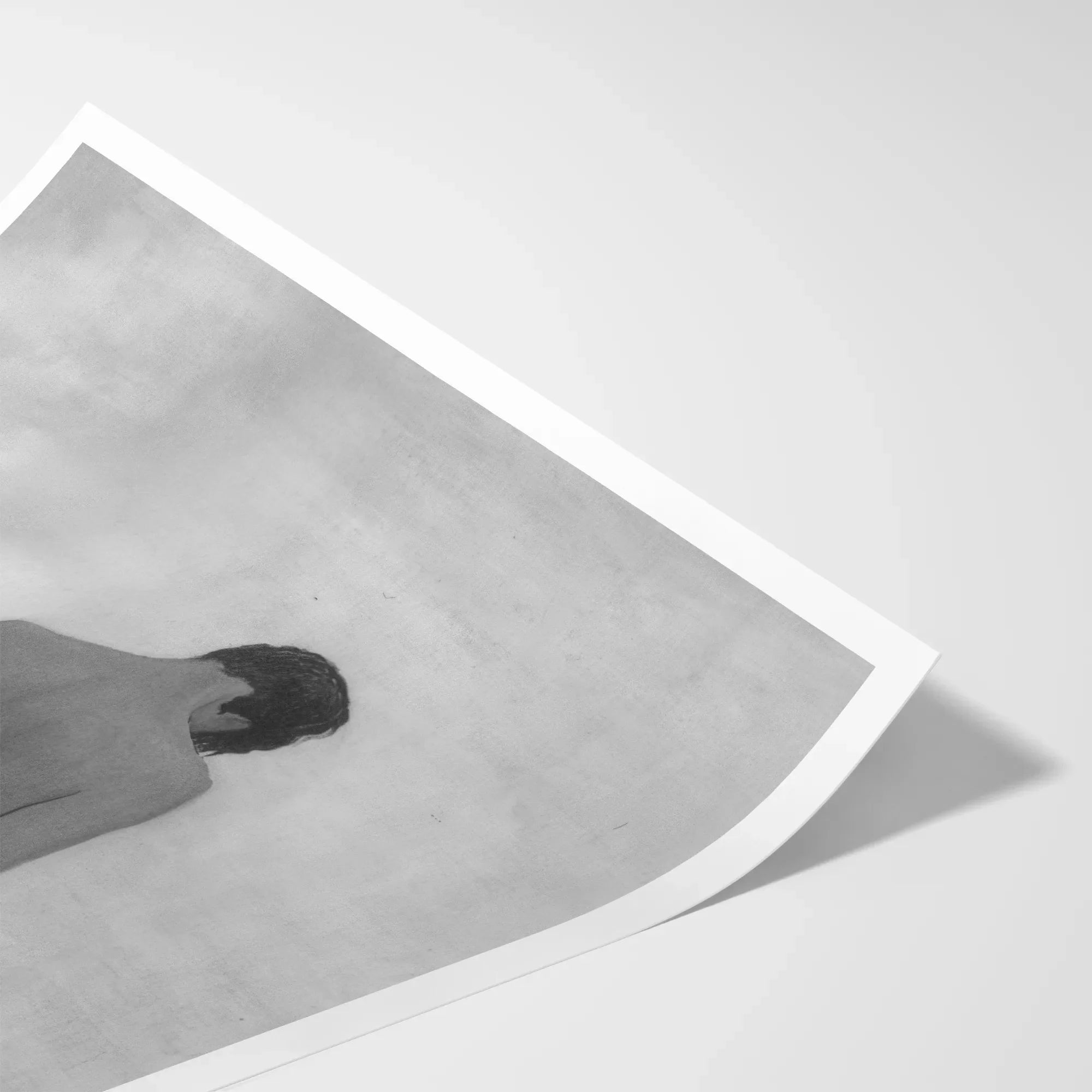 Feeling of Dependency - Sascha Schneider Art Print, Black White Print Partially Visible Figure Long Garment