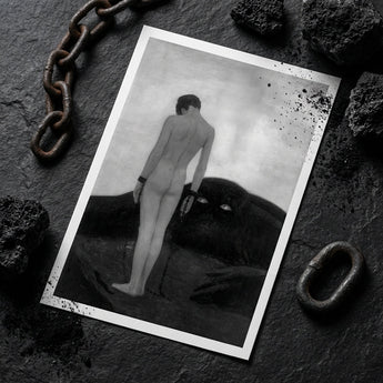 Feeling of Dependency - Sascha Schneider Art Print / Canvas Black-and-white Illustrated Art Print Nude Figure Chained Dark Sascha Schneider