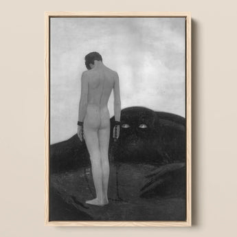 Feeling of Dependency - Sascha Schneider Framed Canvas, 12x18’’ / 31x46cm / Natural Floating Frame, Framed Painting Nude Chained Figure