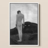 Feeling of Dependency - Sascha Schneider Framed Canvas, 12x18’’ / 31x46cm / White Floating Frame, Framed Black White Painting Chained