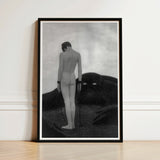 Feeling of Dependency - Sascha Schneider Art Print / Canvas Black-framed Black-and-white Nude Figure Chains Set, Spectral Pallid Tones,