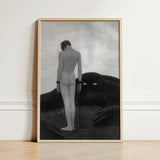 Feeling of Dependency - Sascha Schneider Art Print / Canvas Minimalist Wooden-framed Black-and-white Artwork Nude Figure Chains Set,