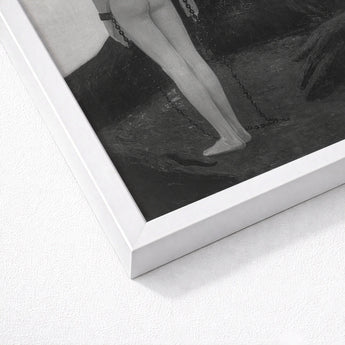 Feeling of Dependency - Sascha Schneider Art Print / Canvas White Framed Black, Spectral Pallid Tones, Monstrous Shadow Prints