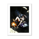 Feet to the Fire - Surreal Gay Pirate Fantasy Art Print, Person Space Suit Reclines Campfire Lunar Surface