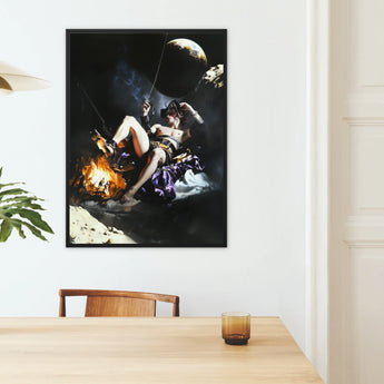 Feet to the Fire - Surreal Gay Pirate Fantasy Framed Canvas, Framed Surrealist Painting