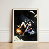 Framed Artwork Dramatic Scene Figure Purple Gold Attire Surreal Gay Pirate, Queer Fantasies Ignites, Fantasy
