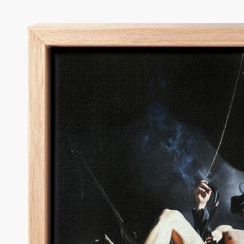 Minimalist Wooden-framed Canvas Print Dark Moody Artwork Subtle Surreal Gay Pirate, Queer Fantasies Ignites, Fantasy