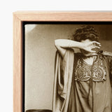 Female Model Standing - Alphonse Mucha Art Print / Canvas Sepia-toned Framed Light Wood Woman Ornate Inside Mucha’s Rue, Du Val-de-grâce,