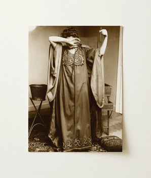 Sepia-toned Photographic Print Woman Ornate Long-sleeved Gown Intricate Inside Mucha’s Rue, Du Val-de-grâce, Czech Painter’s, Reference,