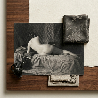 Female Nude from the Back Art Print / Canvas Black White Photographic Print Nude Figure Draped Fabric Anonymous Parisian Camera, Camera
