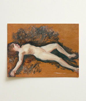 Rectangular Oil Painting Nude Female Figure Orange-brown Background Francis Augustus, Panel Left Deliberately, Bare, Lathrop’s, Sketch