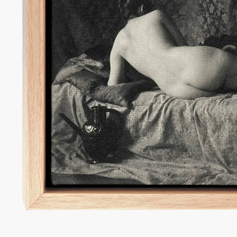 Female Nude from the Back Art Print / Canvas Black White Figure Ornate Metal Anonymous Parisian Camera, Operator, Young Model, Bistre
