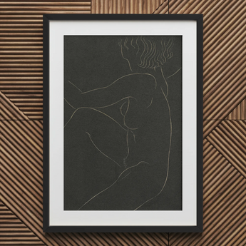 Female Nude Seated - Eric Gill Art Print / Canvas, 20x30’’ / 51x76cm / Black Frame / Matboard, Posters Prints & Visual Artwork, Toby Leon