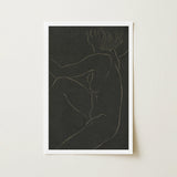 Female Nude Seated - Eric Gill Art Print / Canvas Pigotts Workshop Two, Years, Woman Emerges, Single Warm-blonde Wire, Bent, Velvety Black