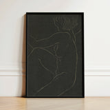 Female Nude Seated - Eric Gill Art Print / Canvas Black-framed Minimalist Line Figure Profile Pigotts Workshop Two, Years, Woman Emerges,