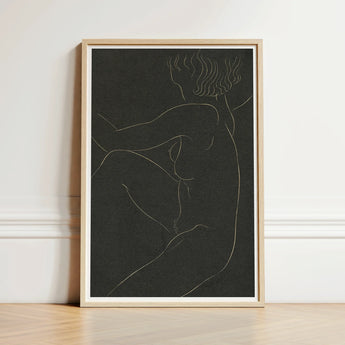 Female Nude Seated - Eric Gill Art Print / Canvas Minimalist Line Light Wood Frame Delicate Pigotts Workshop Two, Years, Woman Emerges,