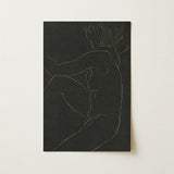 Female Nude Seated - Eric Gill Art Print / Canvas Black Rectangular Art Print Minimalist White Line Nude Pigotts Workshop Two, Two Years,