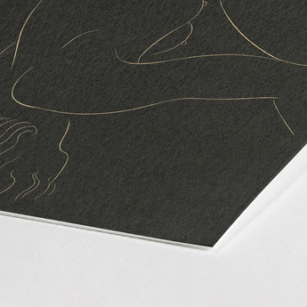 Female Nude Seated - Eric Gill Art Print / Canvas Black Textured Paper Elegant Gold Line Figure Pigotts Workshop Two, Years, Woman Emerges,