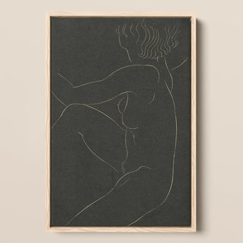 Female Nude Seated - Eric Gill Art Print / Canvas Minimalist Line Nude Figure Profile Rendered Delicate White Pigotts Workshop Two, Two
