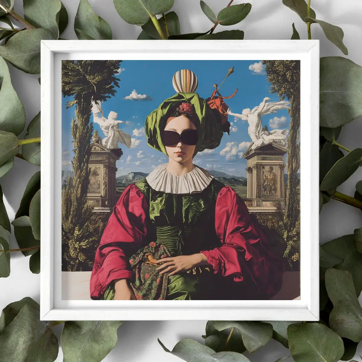 Framed Renaissance-style portrait highlighting artistic entrepreneur and creative electricity