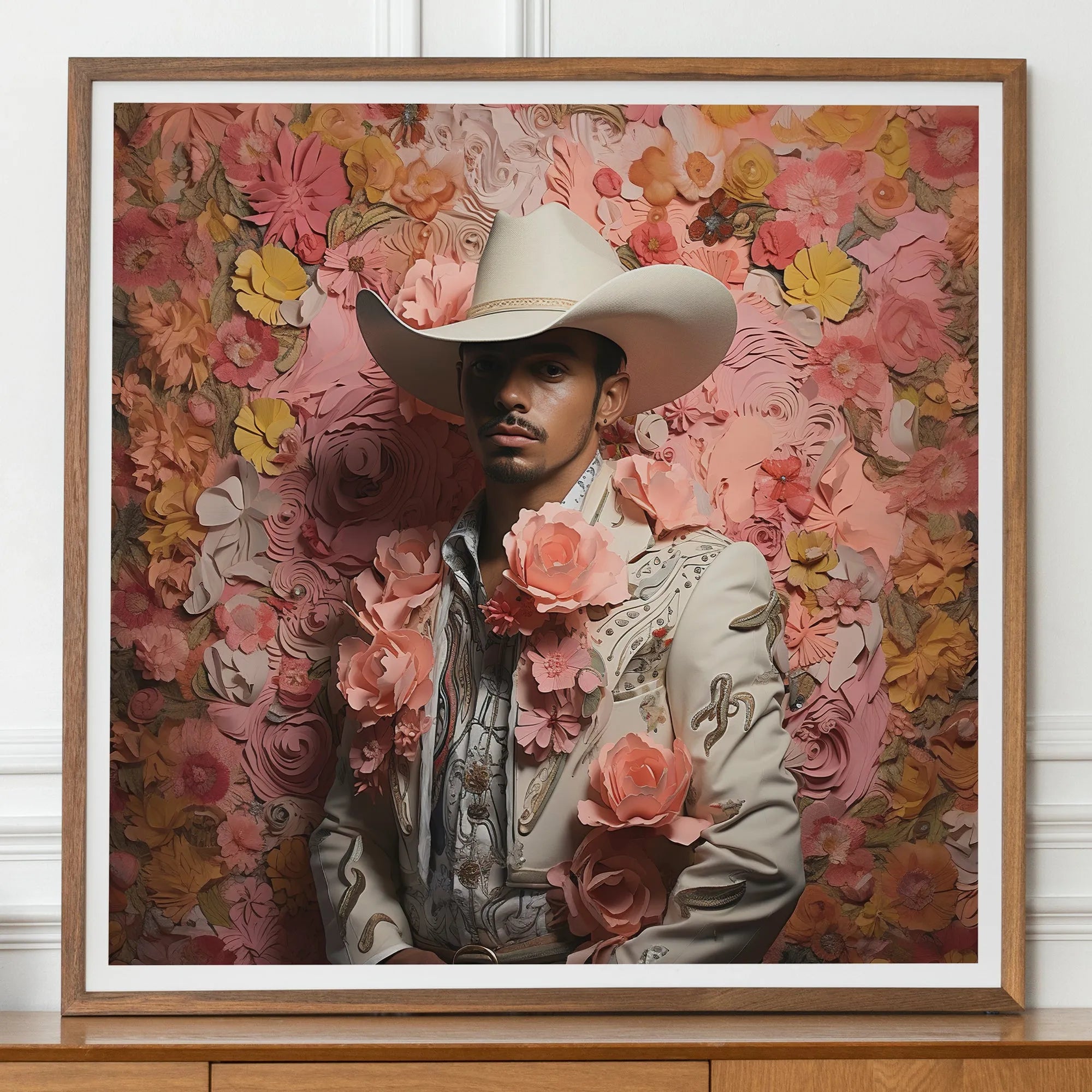 Fernando - Gay Mexican Cowboy Art Print - Vaquero Queerart - 30’x30’ - Posters Prints & Visual Artwork - Aesthetic Art