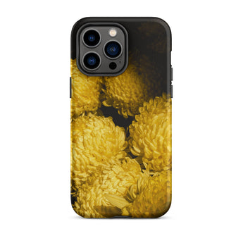 Field of Dreams - Chrysanthemums Iphone Case, 14 Pro Max / Matte, Black Iphone Case Yellow Floral Design