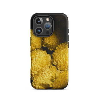 Field of Dreams - Chrysanthemums Iphone Case, 16 Pro / Matte, Black Phone Case Yellow Floral Pattern