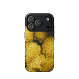 Field of Dreams - Chrysanthemums Iphone Case 17 Pro / Matte Yellow Floral Phone Black Accents Textured Design Hoi An’s Splendor, Mobile