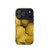 Field of Dreams - Chrysanthemums Iphone Case 17 Pro / Matte Yellow Floral Phone Case Black Accents Textured Design Hoi An’s Splendor,