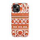 Fiery Chinoiserie Florals - Owen Jones Iphone Case, 13 Mini / Matte, Decorative Phone Case Intricate Red White Floral Patterns