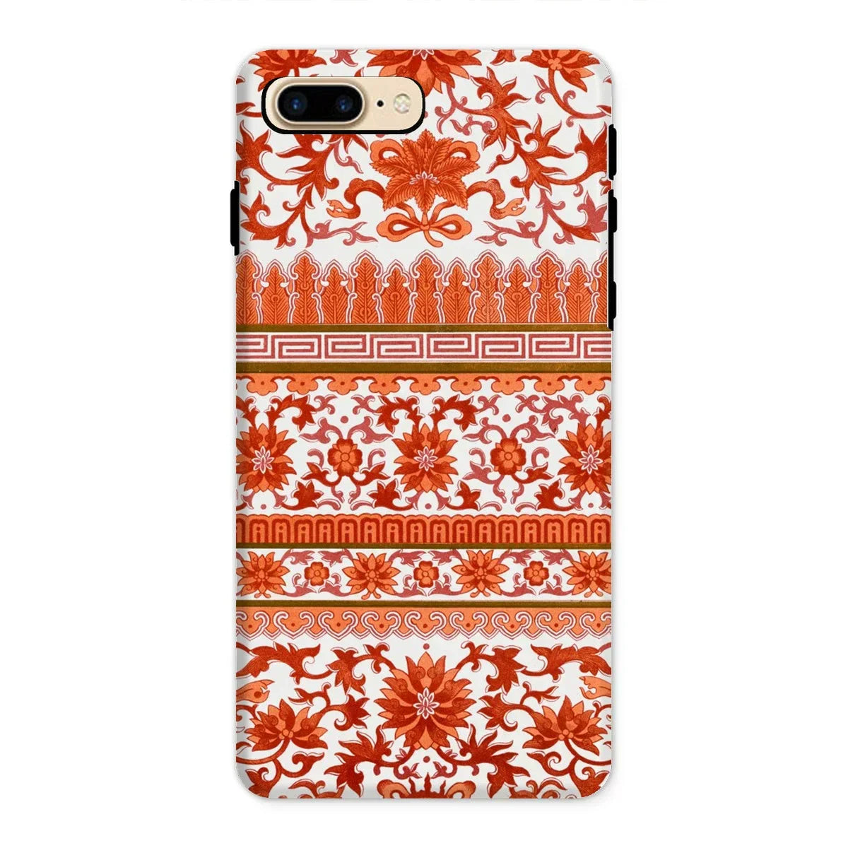 Fiery Chinoiserie Florals - Owen Jones Iphone Case, 8 Plus / Matte, Decorative Phone Case Intricate Red White Floral Pattern