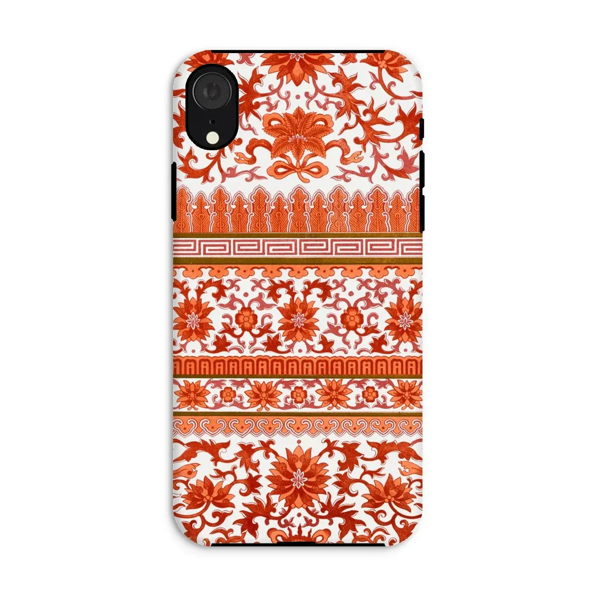 Fiery Chinoiserie Florals - Owen Jones Iphone Case, Xr / Matte, Decorative Phone Case Intricate Orange White Floral Pattern