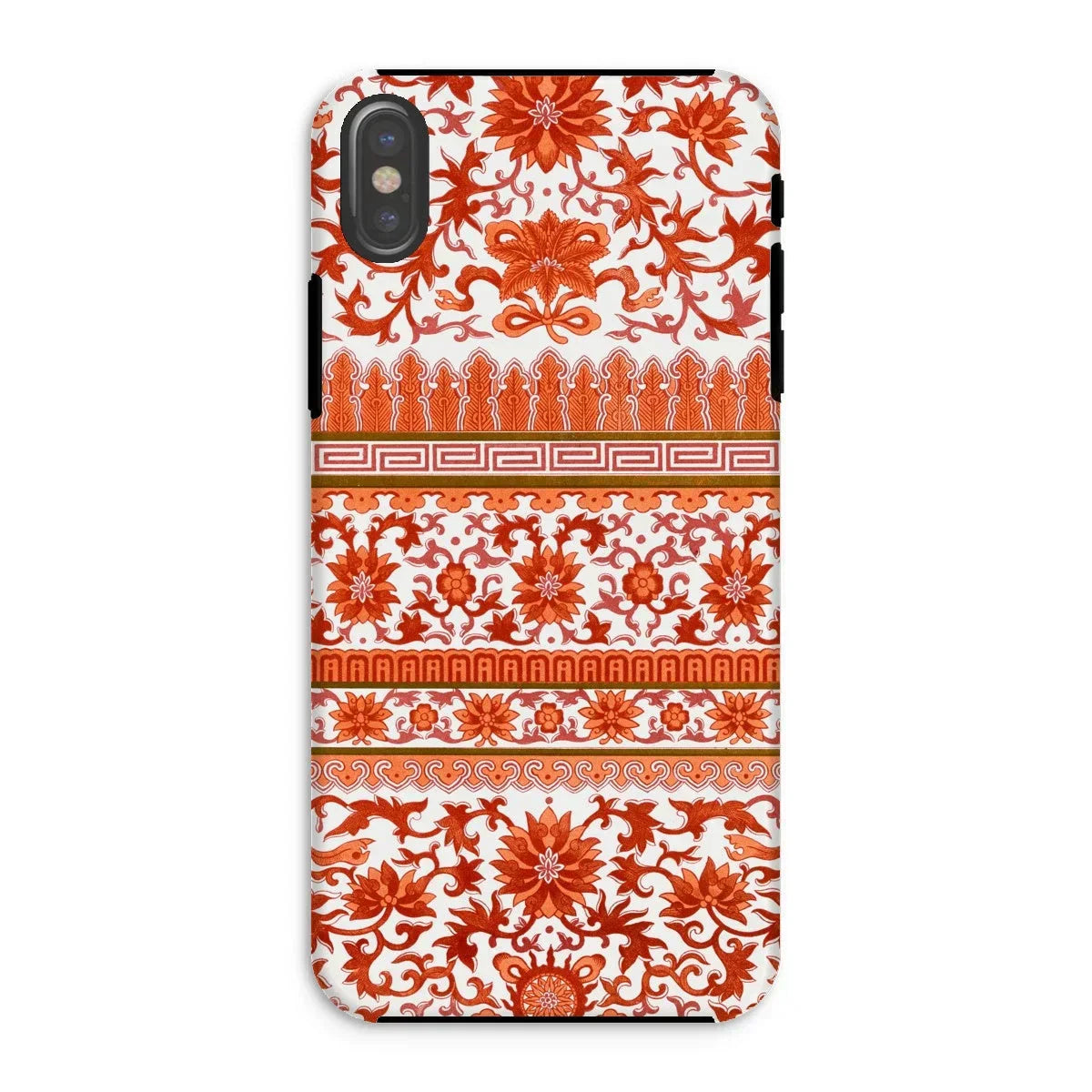 Fiery Chinoiserie Florals - Owen Jones Iphone Case, Xs / Matte, Decorative Phone Case Intricate Red White Floral Pattern