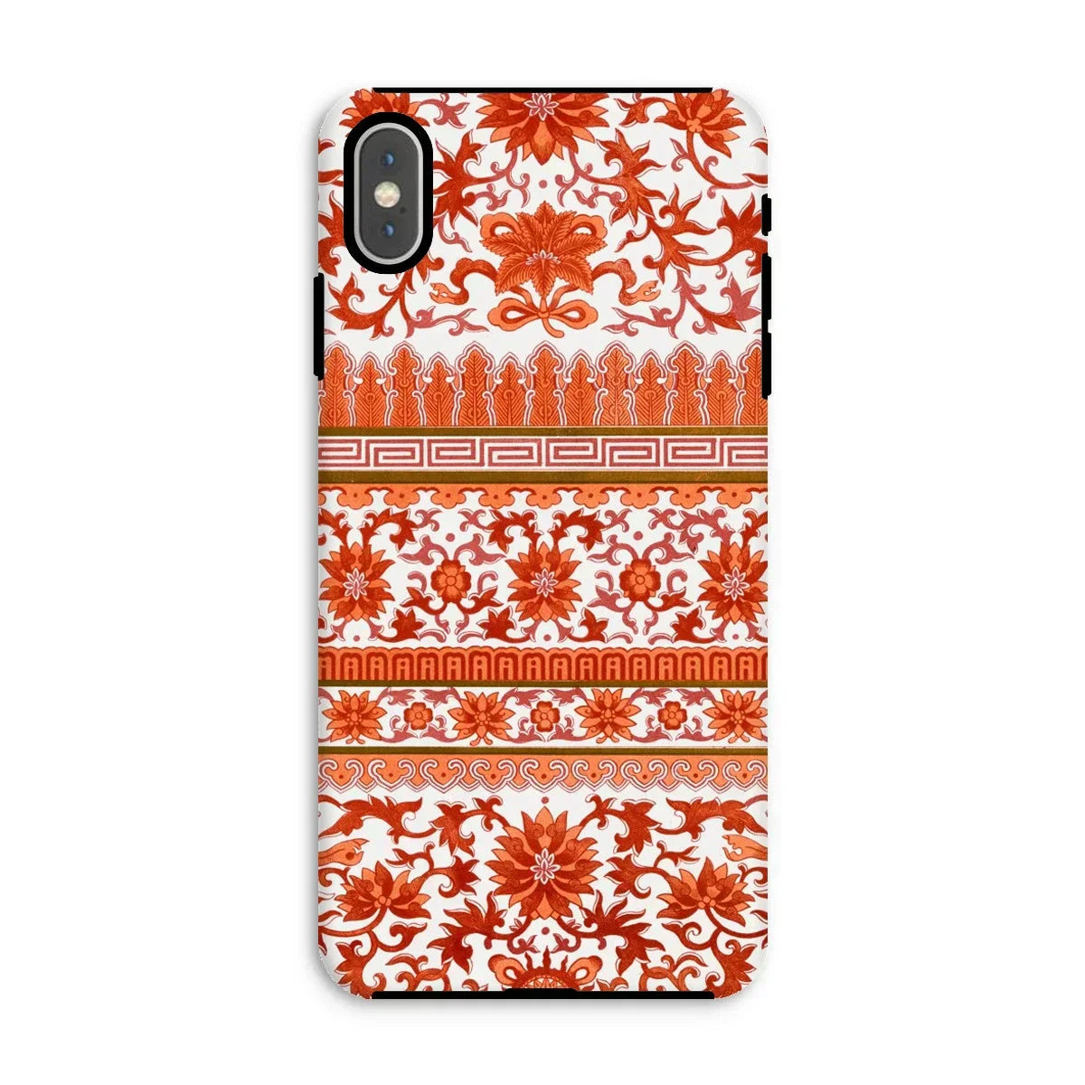 Fiery Chinoiserie Florals - Owen Jones Iphone Case, Xs Max / Matte, Decorative Phone Case Intricate Red White Floral Pattern