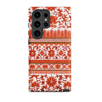 Fiery Chinoiserie Florals - Owen Jones Samsung Case, Galaxy S24 Ultra / Matte, Smartphone Decorative Red White Patterned Case