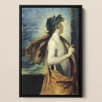 Figure of Apollo from ?The Forge Vulcan’ - John Singer Sargent Art Print / Canvas Black-framed Classical Painting Golden Drapery,