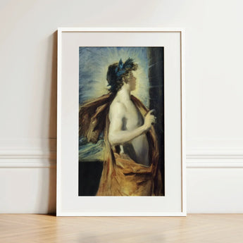 Figure of Apollo from ?The Forge Vulcan’ - John Singer Sargent Art Print / Canvas White-framed Classical Painting Dark Hair, Incandescent C
