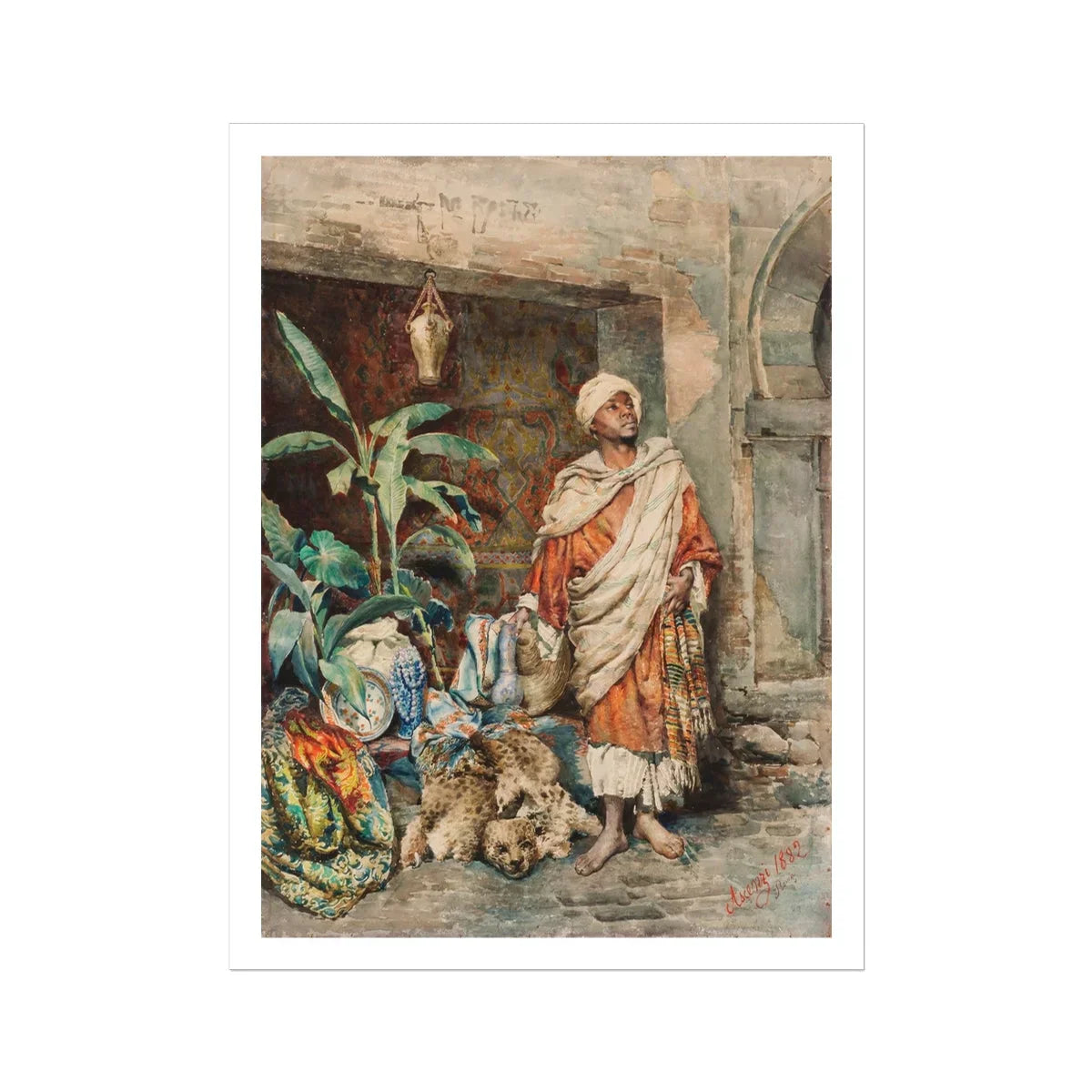 Figure of a Moor Carlo Ascenzi Art Print, 30x40’’ / 76x101cm / Unframed, Orientalist Painting